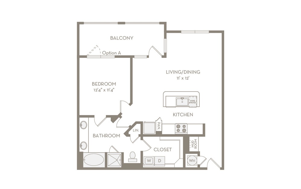 A6 - 1 bedroom floorplan layout with 1 bath and 846 square feet. (Image 2)